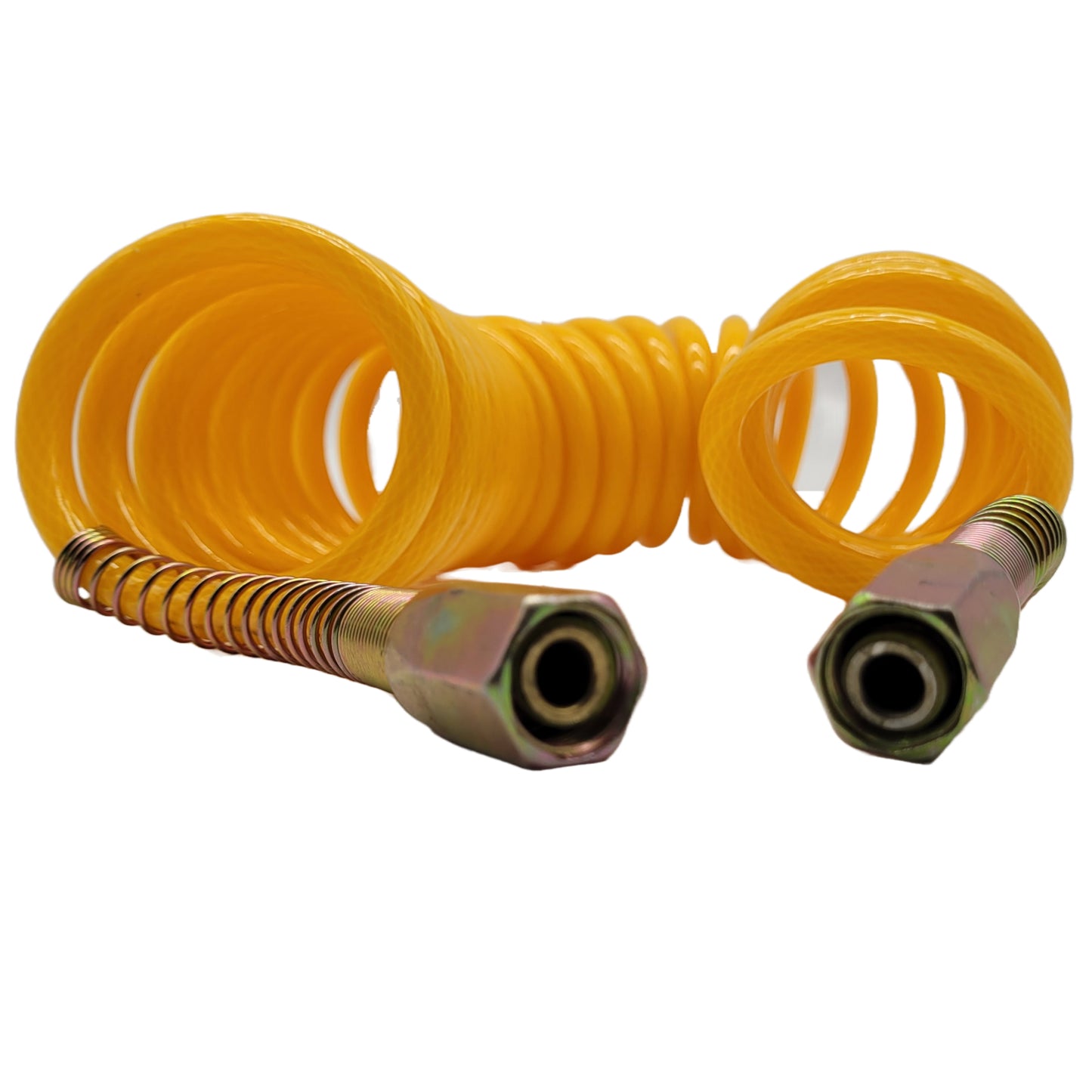 Spiral Druckluftschlauch, 6 Meter, mit Gewindeanschluss, gelb