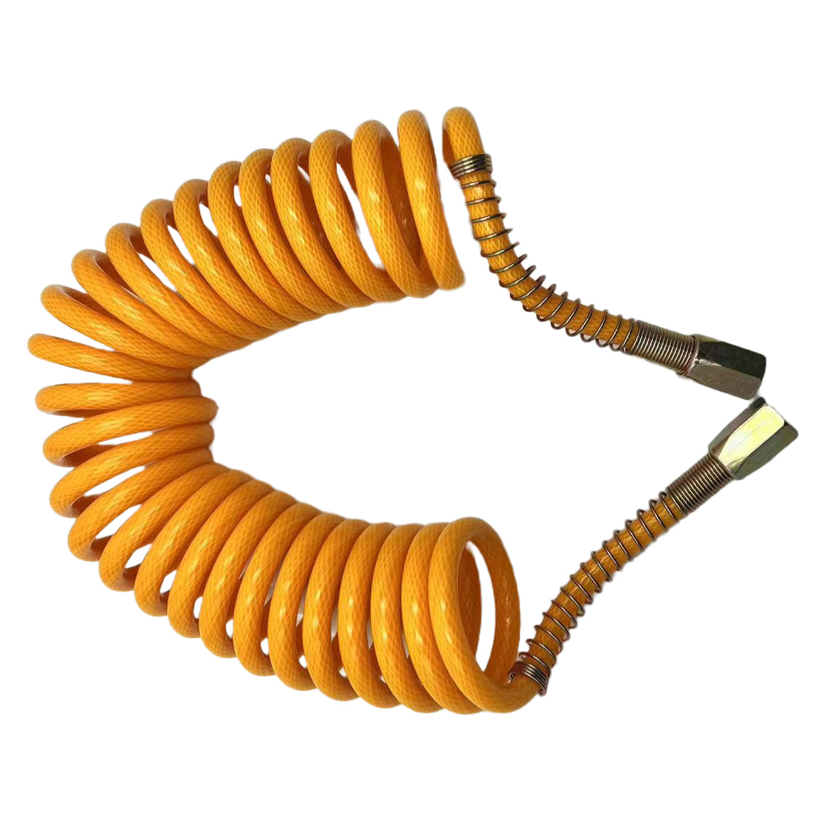 Spiral Druckluftschlauch, 6 Meter, mit Gewindeanschluss, gelb