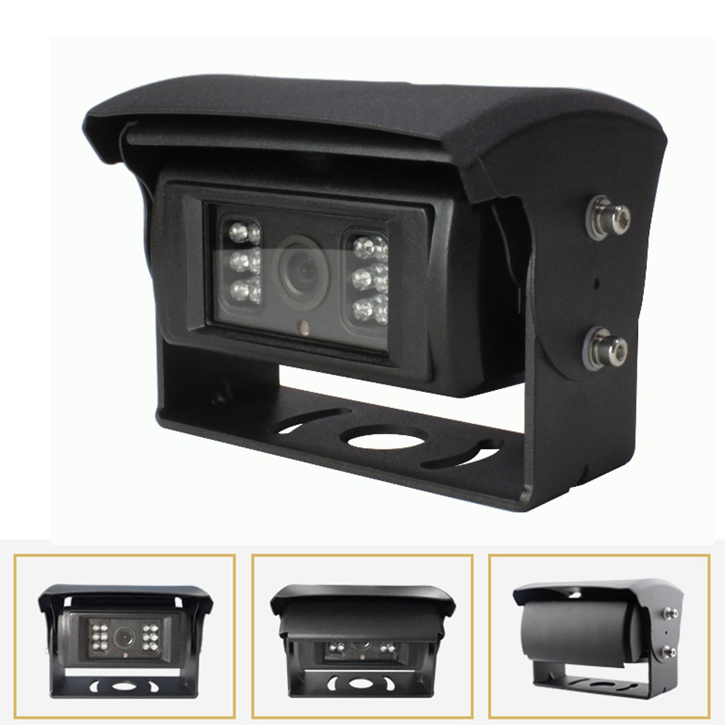 Heavy-duty shutter rear view camera radio with transmitter and receiver for trucks, cars and motorhomes