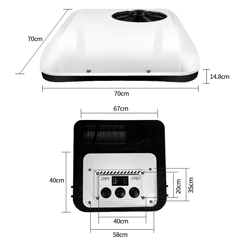 Standing roof air conditioning 12 V for trucks, cars, motorhomes and caravans