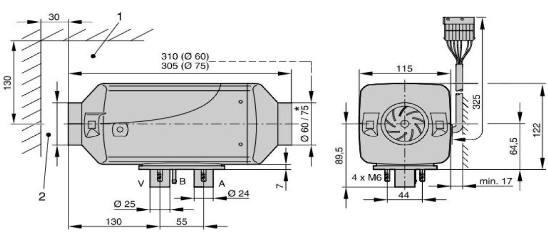 Diesel air heater for trucks, cars, motorhomes, caravans, 12V