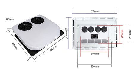 Standing roof air conditioning 24 V for trucks, motorhomes and caravans